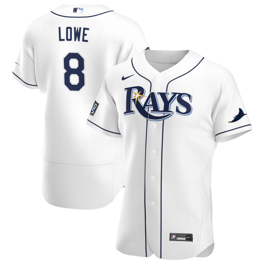 Tampa Bay Rays #8 Brandon Lowe Men Nike White Home 2020 World Series Bound Authentic Player MLB Jersey